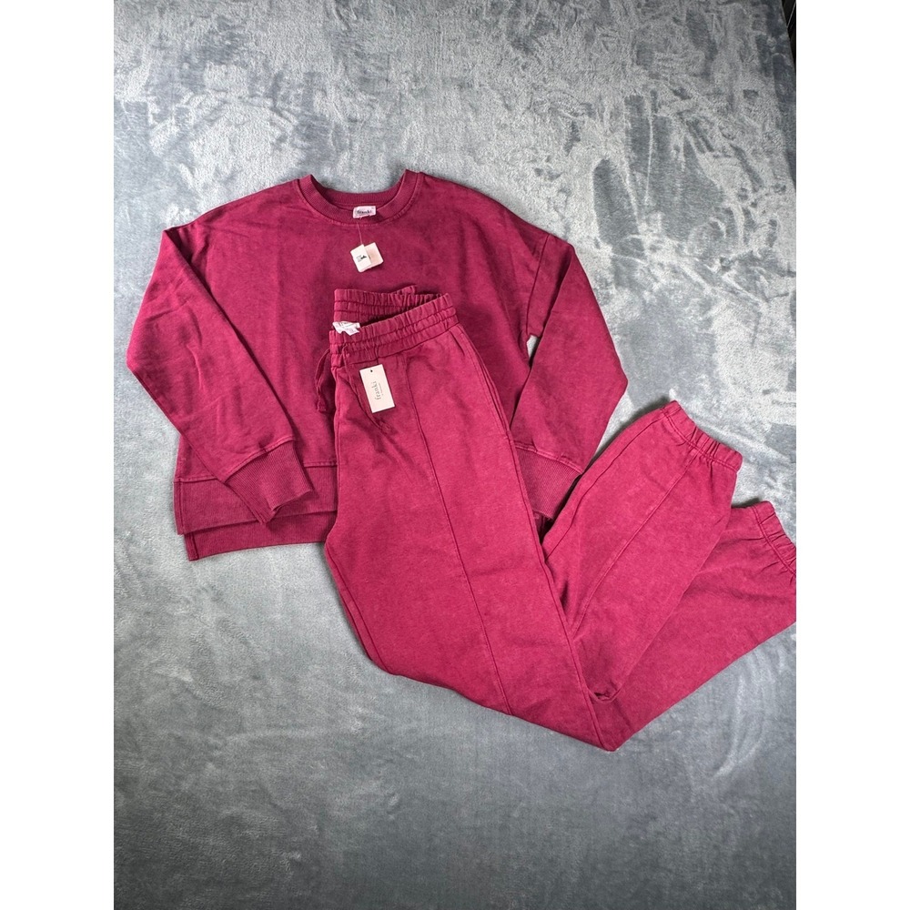 Franki Girls 12 NWT Matching Sweatshirt Jogger Set Berry Acid Wash Lounge